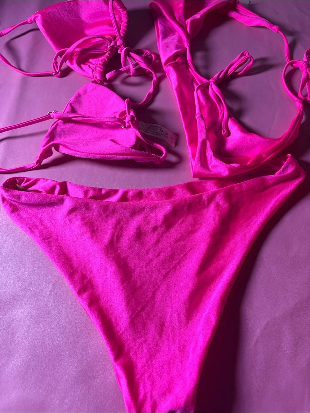 Hot Pink Women's Triangle Bikini Set 3 piece.